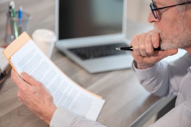 Businessman checking a document